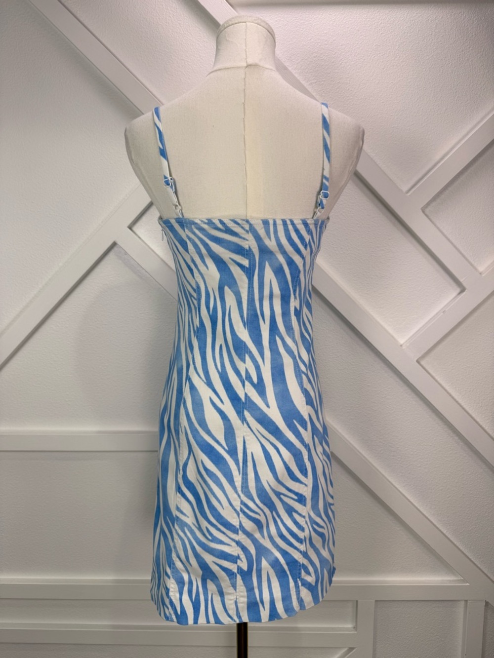 Derek Lam 10 Crosby Blair Bustier Mini Dress In Blue Zebra Stripe Size 4 - Picture 7 of 10